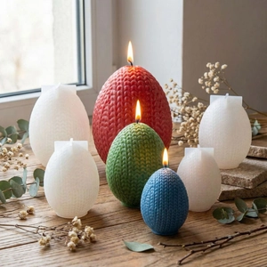 Handmade Easter egg silicone mold set with woven texture for DIY candles and resin art