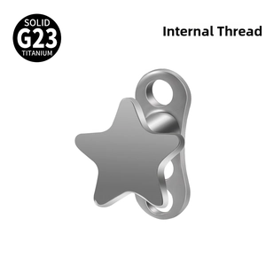 Detailed 3D view of G23 titanium star-shaped dermal anchor with internal threading