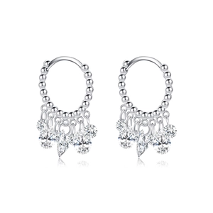 Elegant s925 sterling silver hoop earrings with shimmering tassel zircon pendants