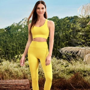 Women's 2 Piece Seamless Yoga Set Ribbed Crop Top High Waisted Leggings Sports Gym Workout Tracksuit Top And Bottom