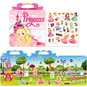 Reusable Jelly Sticker Book Princess Theme DIY Educational Activity Quiet Book For Kids Waterproof Portable Toddler Learning Sticker Toy