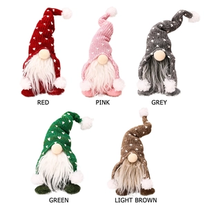 5er-Set Weihnachtsgnome mit Strickmützen mit Herzmuster und langen weißen Bärten