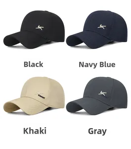 Detailed grid view of high-quality baseball caps in black, navy, khaki, and grey colors