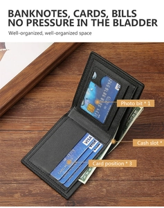 Detail view of leather wallet interior with card slots, photo window and cash pocket
