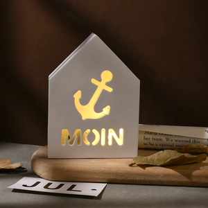 Nautical lighthouse house silicone mold for DIY lighthouse lamp with anchor and Moin letters