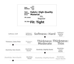 Detailed size and fit chart for sleeveless jacquard dress showing fabric attributes