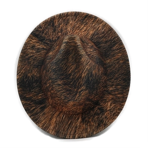Lava texture fedora hat with brown tiger stripe faux fur finish in a classic jazz style