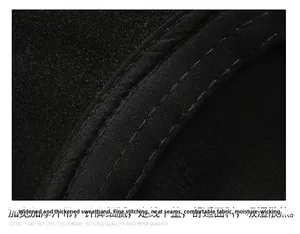 Detail of widened thick sweatband with fine stitching on winter wool baseball cap
