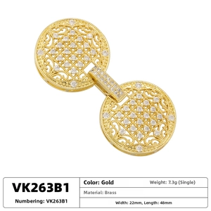 Macro view of gold brass multi-row pearl clasp with cubic zirconia pave and detailed measurements