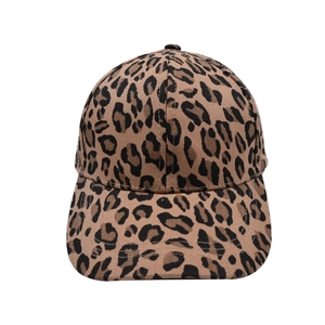 Classic leopard print baseball cap with curved brim and adjustable cotton fabric texture