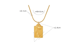 Goldene Schlangenkette mit Porträt-Anhänger zeigt Details zu 40+5cm Länge und 2,4cm Höhe