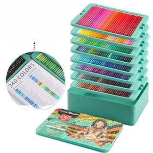 240 professional colored pencils set with 8 trays and premium metal storage tin box