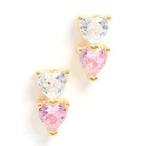 Double Heart Cubic Zirconia Earrings With 925 Sterling Silver Earring Post Elegant Spliced Heart Shape Fashion Jewelry