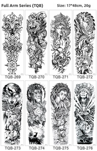 Macro display of 8 waterproof full arm temporary tattoo designs featuring animals and totems