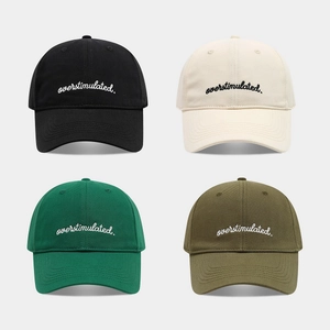 Cotton Baseball Cap Overstimulated Lettering Embroidery Adjustable Soft Top Curved Brim Casual Sun Hat For Men Women