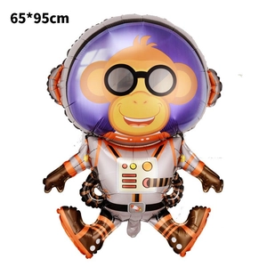 Monkey astronaut space theme foil balloon for kids birthday decorations 65x95cm size