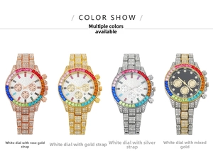 Confronto dettagliato di quattro orologi di lusso con cristalli arcobaleno in oro e argento