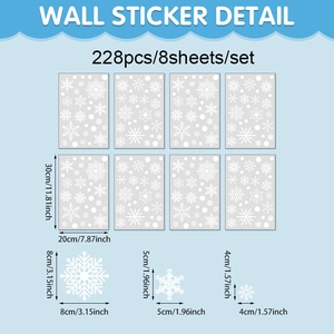 228pcs white Christmas snowflake window clings static stickers for winter decor