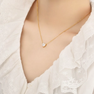 Elegant 18k gold plated heart necklace for women featuring a sparkling zircon pendant