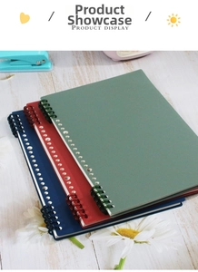 Three stacked A5/B5 frosted PP notebook covers with spiral binding in multiple colors