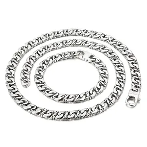 Collier Et Bracelet En Acier Inoxydable Chaîne À Maillons En S Hip Hop Street Minimaliste Argent