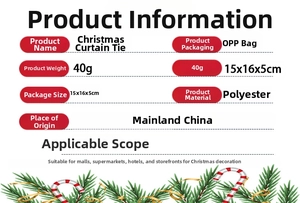 Spécifications des boucles de rideaux de Noël 3D en polyester avec détails techniques