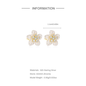 Detailed macro view of S925 sterling silver floral earrings with AAAAA zircon stones