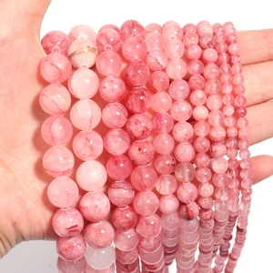 Pink Persian Jade loose round beads in various sizes for DIY jewelry making and crafts