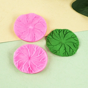 Round lotus leaf silicone mold for chocolate and fondant cake decoration with leaf texture
