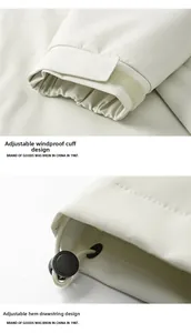 Détails des poignets velcro réglables et de l'ourlet à cordon de la veste de sport