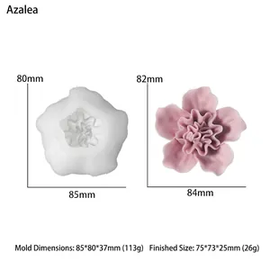 Detail van azalea bloem siliconen mal met exacte afmetingen voor DIY kaarsen maken