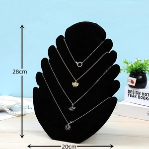 Velvet Necklace Display Stand Flame Shaped Jewelry Showcase Board With Adjustable Support Countertop Pendant Organizer