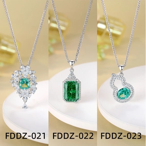 Elegant S925 sterling silver necklaces with emerald-green gemstones in three luxury designs