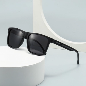 TR90 Square Polarized Sunglasses For Men UV400 Protection Matte Black Frame Mirrored Lens Sport Driving Shades Eyewear