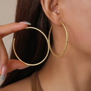 Matte Frosted Round Hoop Earrings With 925 Sterling Silver Earring Post 18K Gold Plated Minimalist Niche For Women