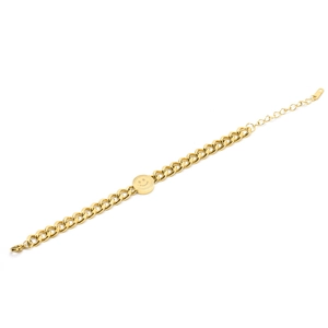Elegant 18K gold smile face titanium steel bracelet with a chunky Cuban chain design