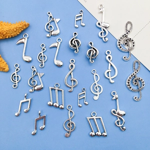 Set of silver musical note alloy charms for DIY bracelets and earrings jewelry making