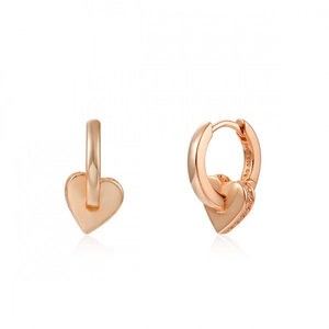 Detail view of 24K gold plated heart earrings showing S925 hallmark on inner band