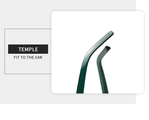 Macro detail of dark green acetate sunglasses temples with ergonomic ear fit design
