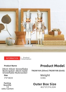 Close-up of 38cm wooden nutcracker soldiers with snowflake scepters and glitter finish