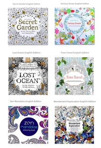 Set of six classic stress-relief coloring books including Secret Garden and Zen Mandalas
