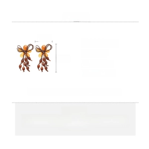 Detailed technical specifications for long resin bow tassel earrings with size measurements