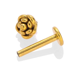 Clou de labret fleur dorée en acier inoxydable 316L pour bijoux de piercing chic