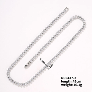 Detailed view of silver tennis necklace with 0.5cm zircon stones and secure clasp