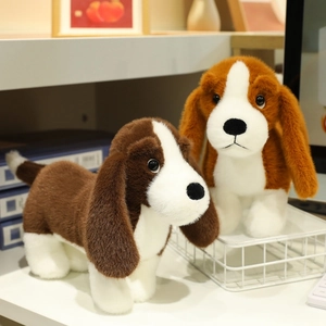 Cute soft plush dachshund stuffed animal puppies in brown and white colors for gift