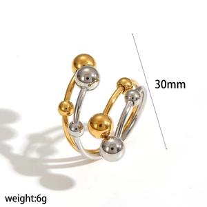 Macro detail of geometric irregular stainless steel ring with 30mm height and 6g weight info