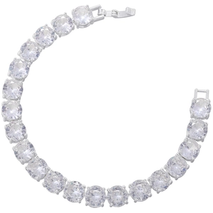 Detail of silver tennis bracelet with cubic zirconia inlay and secure insertion clasp