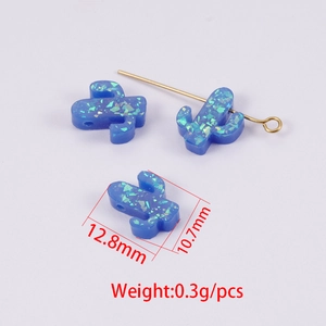 Blue opal cactus charm for jewelry making with size 12.8mm x 10.7mm and 0.3g weight