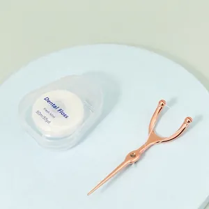Portable stainless steel toothpick set and fresh mint dental floss for oral care routine