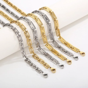 Geometrische Rechteck Gliederkette Halskette Edelstahl Industrieller Stil Neutrale Mode Schmuck Für Männer Frauen